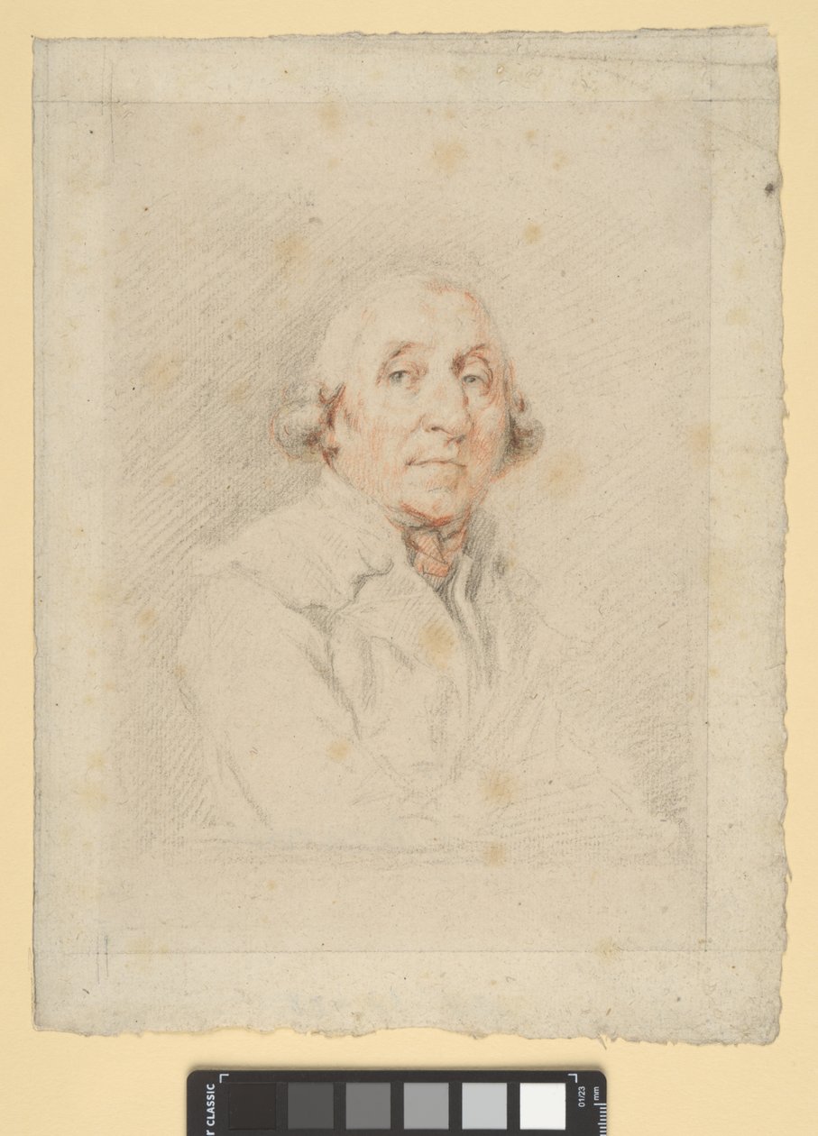 Porträtt av Joseph Péru (röd, svart och vit krita på gräddfärgat papper) av Jacques Vigoureux Duplessis