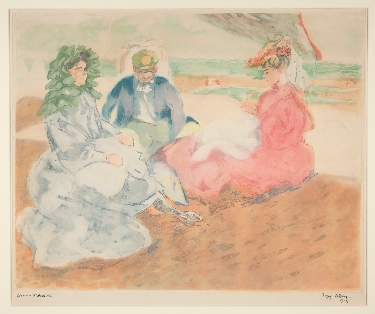Under tältet, på stranden (Blonville) av Jacques Villon
