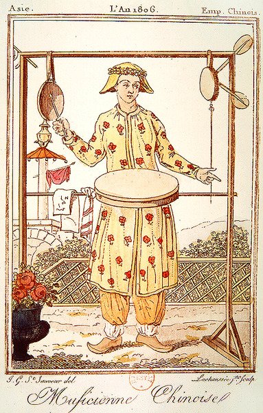 Kinesisk musiker, 1806 (färggravyr) av Jacques after Grasset de Saint Sauveur