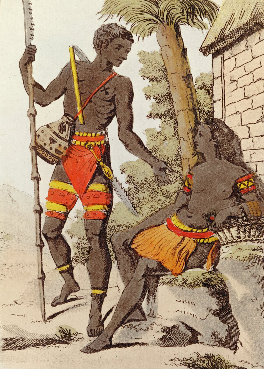 Man och kvinna från Palauöarna, 1805 (färgstick) av Jacques after Grasset de Saint Sauveur