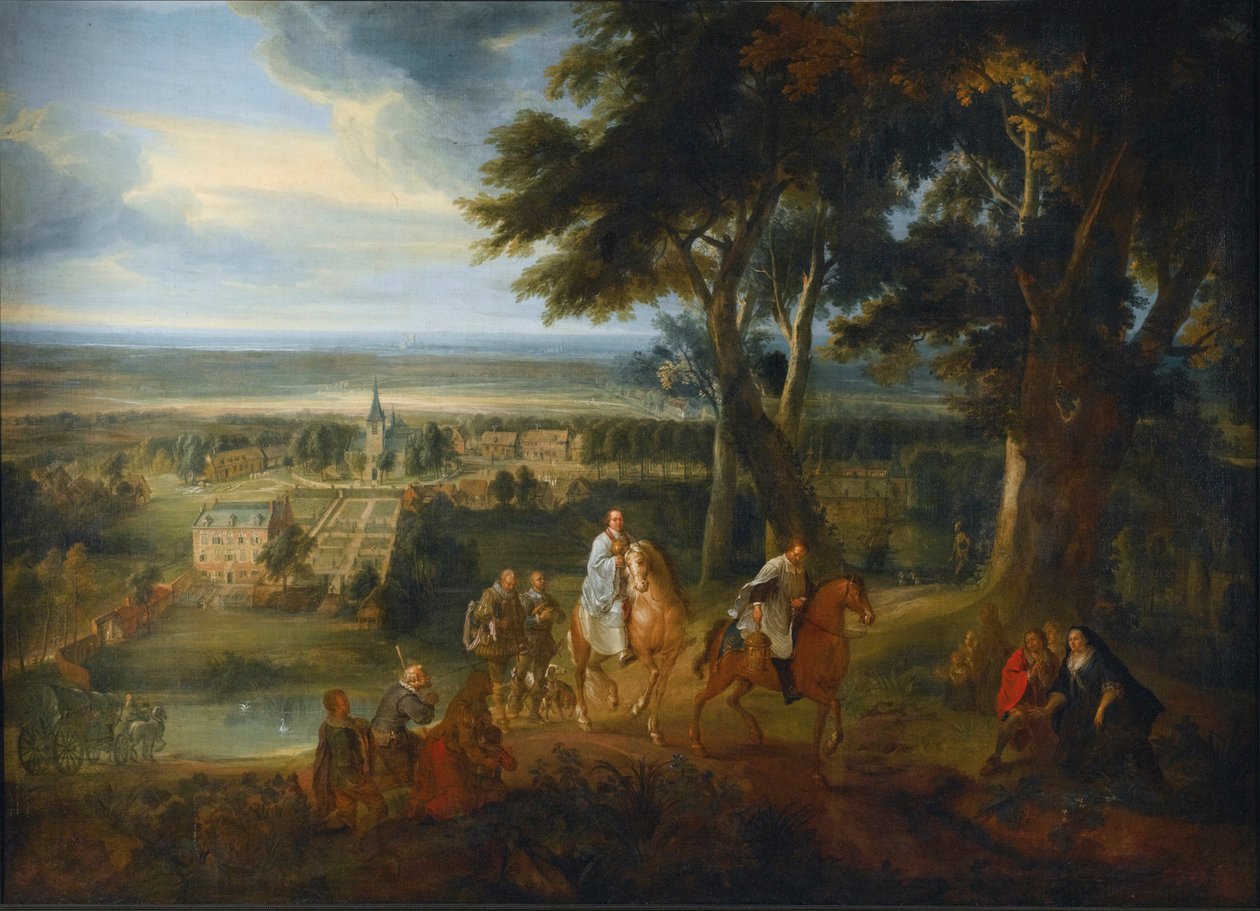 Rudolf av Habsburg överlämnar sin häst till en präst som utdelar viaticum, ca 1613-86 (olja på duk) av Jacques d