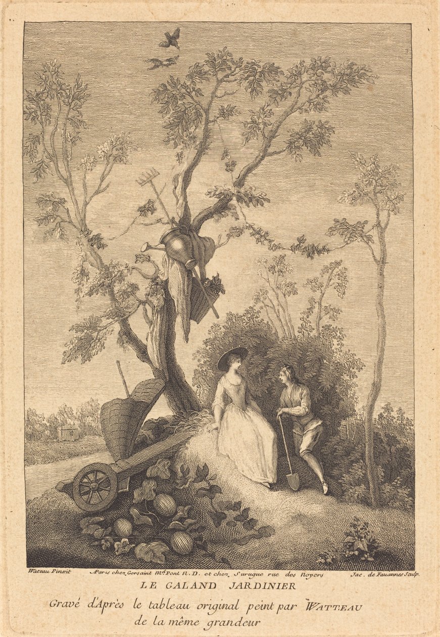 Den galna trädgårdsmästaren av Jacques de Favanne after Antoine Watteau