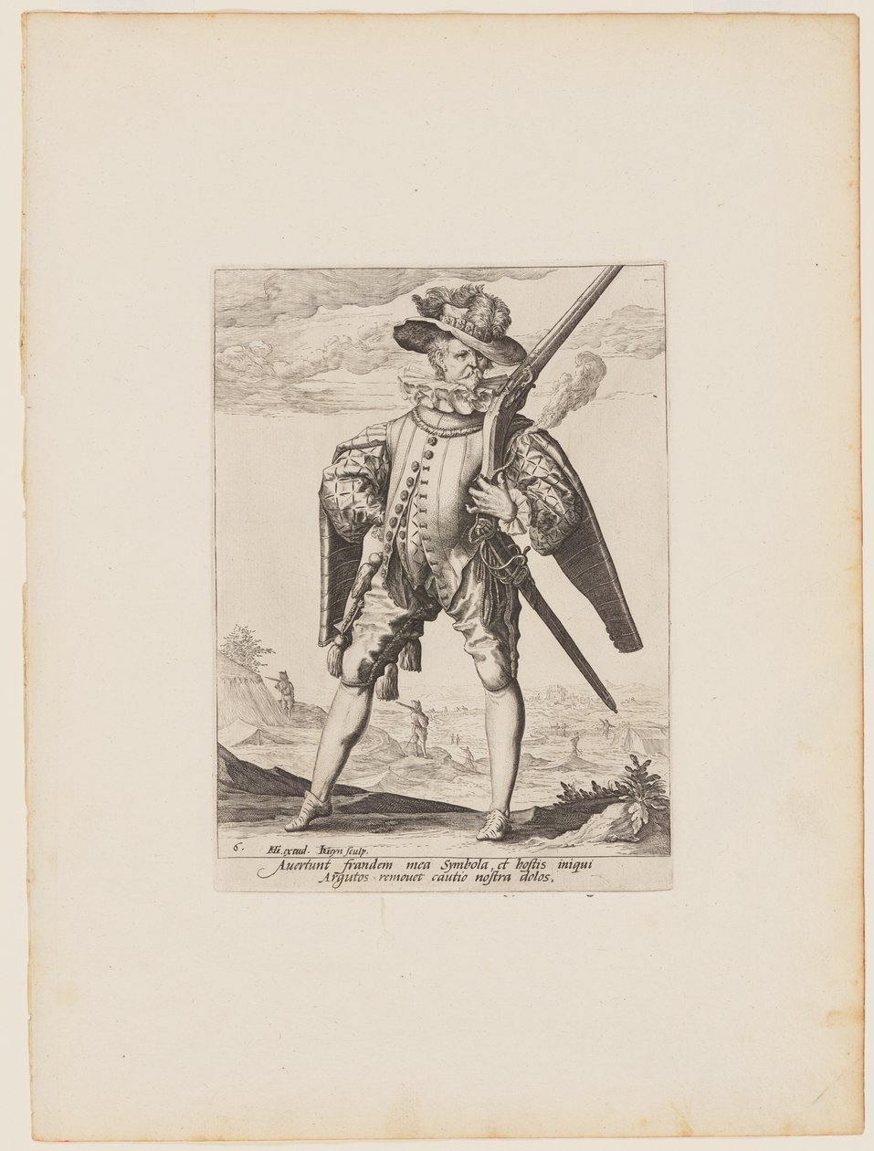 Musketör, från Officerare och soldater i kejsar Rudolf II:s livgarde av Jacques de Gheyn II