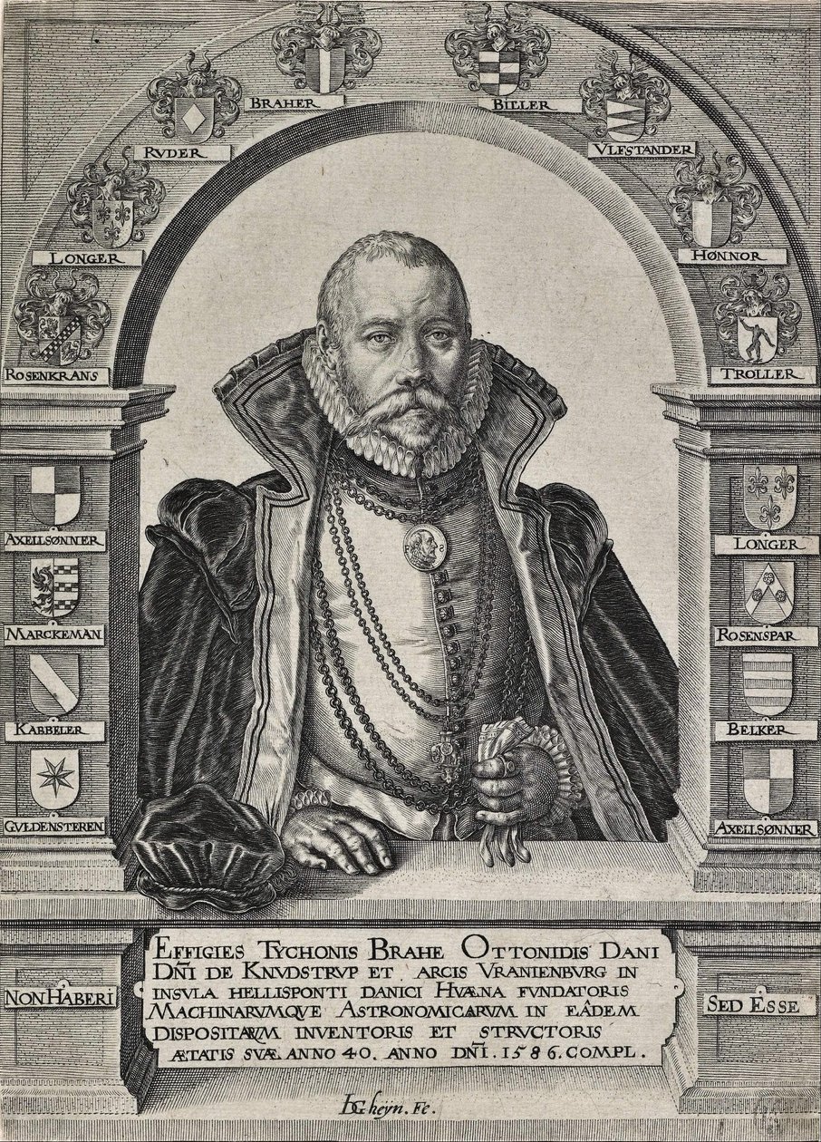 Porträtt av astronomen Tycho Brahe (utan hatt) av Jacques de Gheyn II