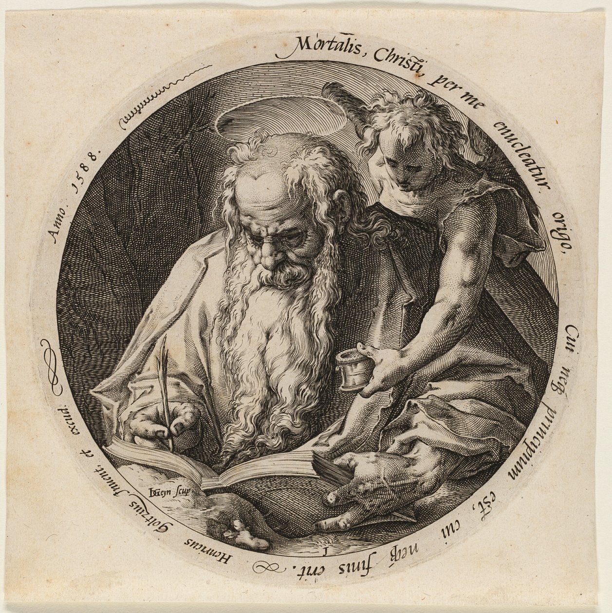 Sankt Matteus, plansch ett från De fyra evangelisterna av Jacques de Gheyn II