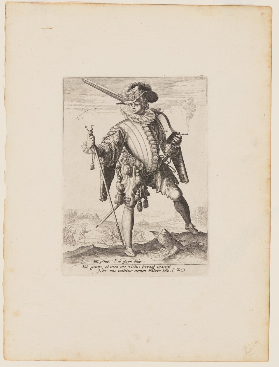 Soldat med arquebus, från Officerare och soldater i kejsar Rudolf II:s livgarde av Jacques de Gheyn II