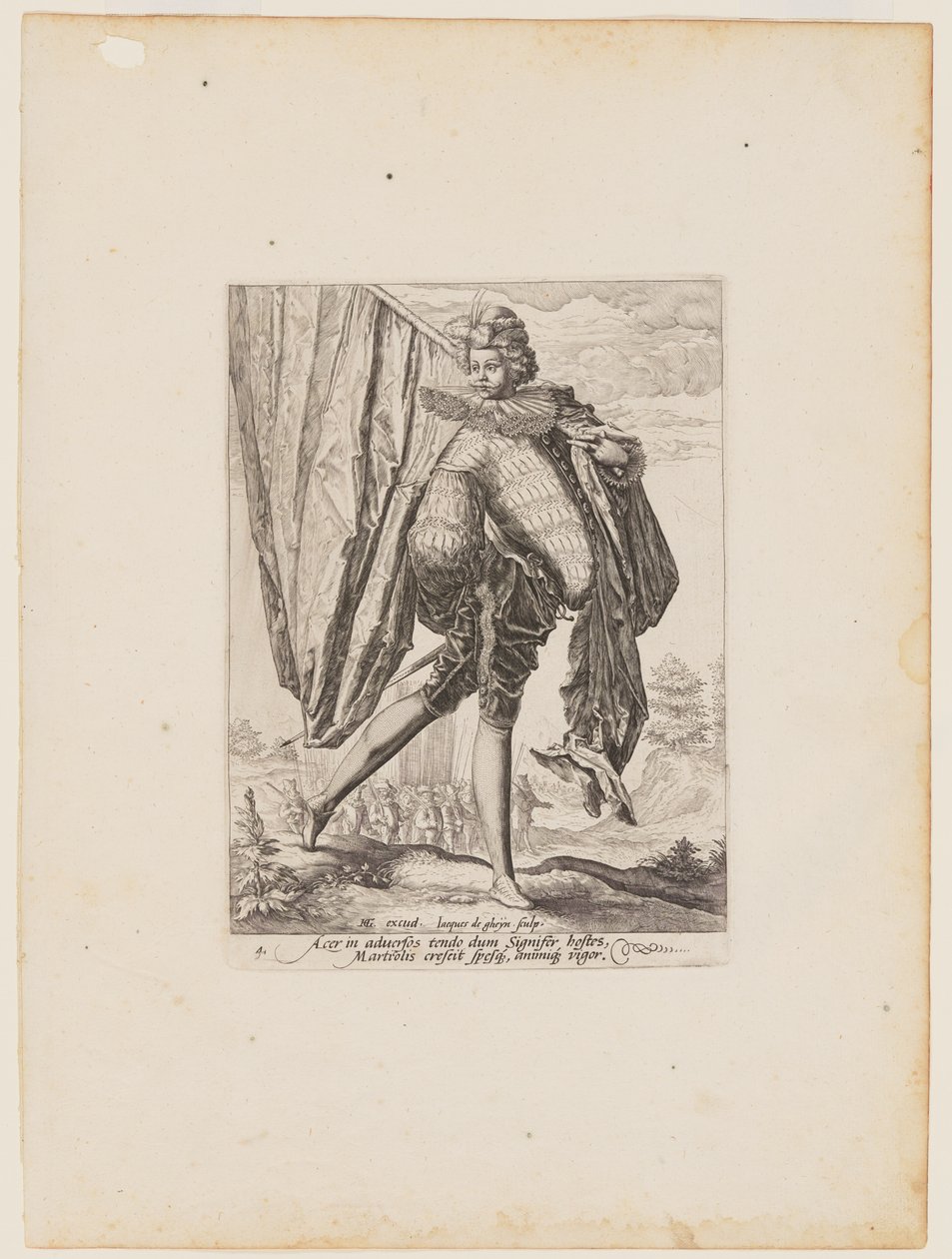 Fanbärare, från officerare och soldater i kejsar Rudolf II:s livgarde av Jacques de Gheyn II