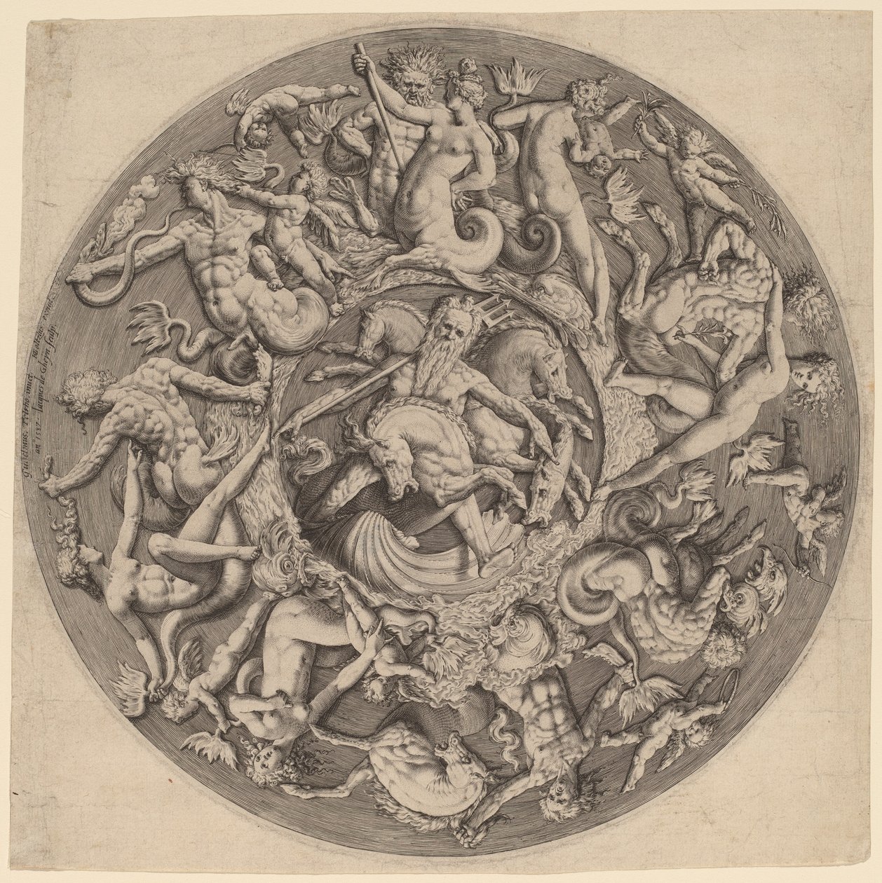 Neptunus kungarike av Jacques de Gheyn II after Willem Danielsz van Tetrode