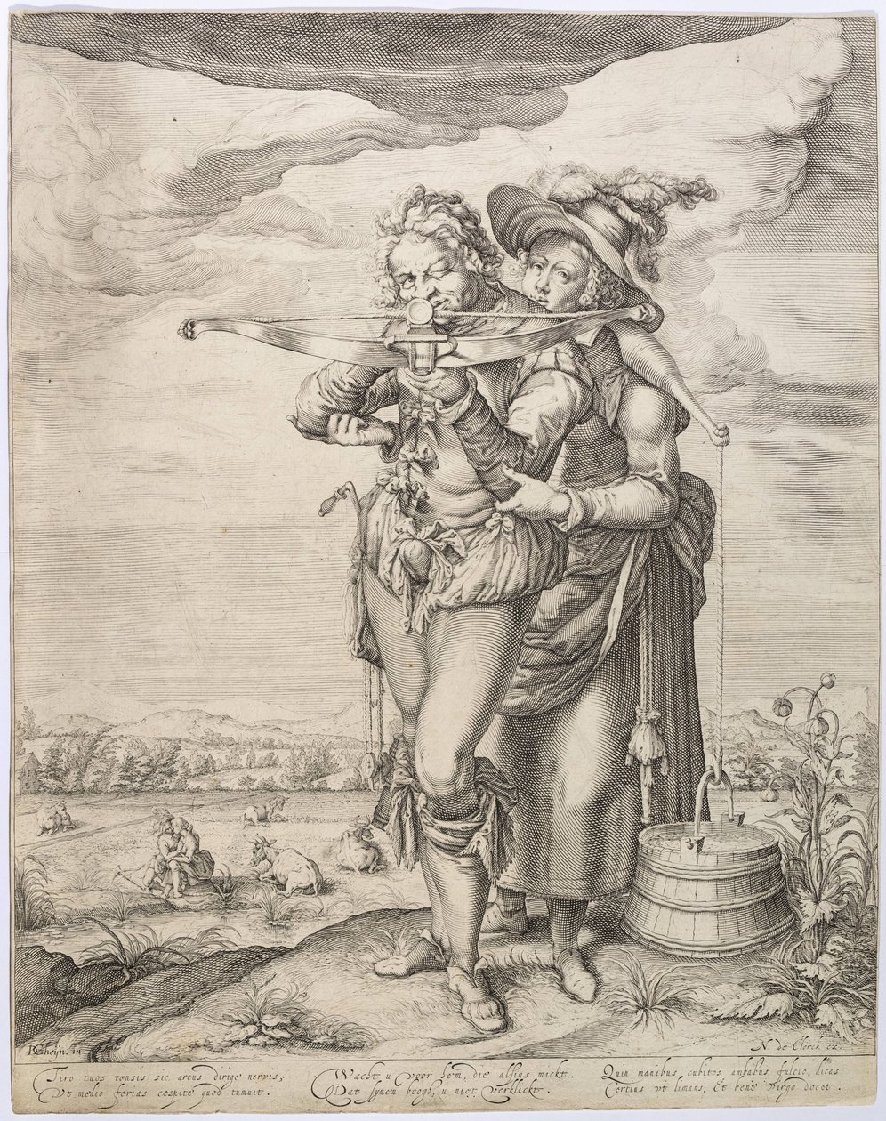The Crossbowman and the Milkmaid, ca. 1610. av Jacques de Gheyn the Younger