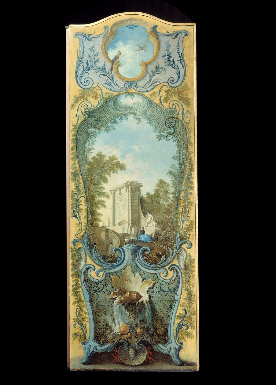 Möbler: målarskärm på marouflpapper av Jacques de Lajoue (1686-1761) 1700-tal av Jacques de Lajoüe