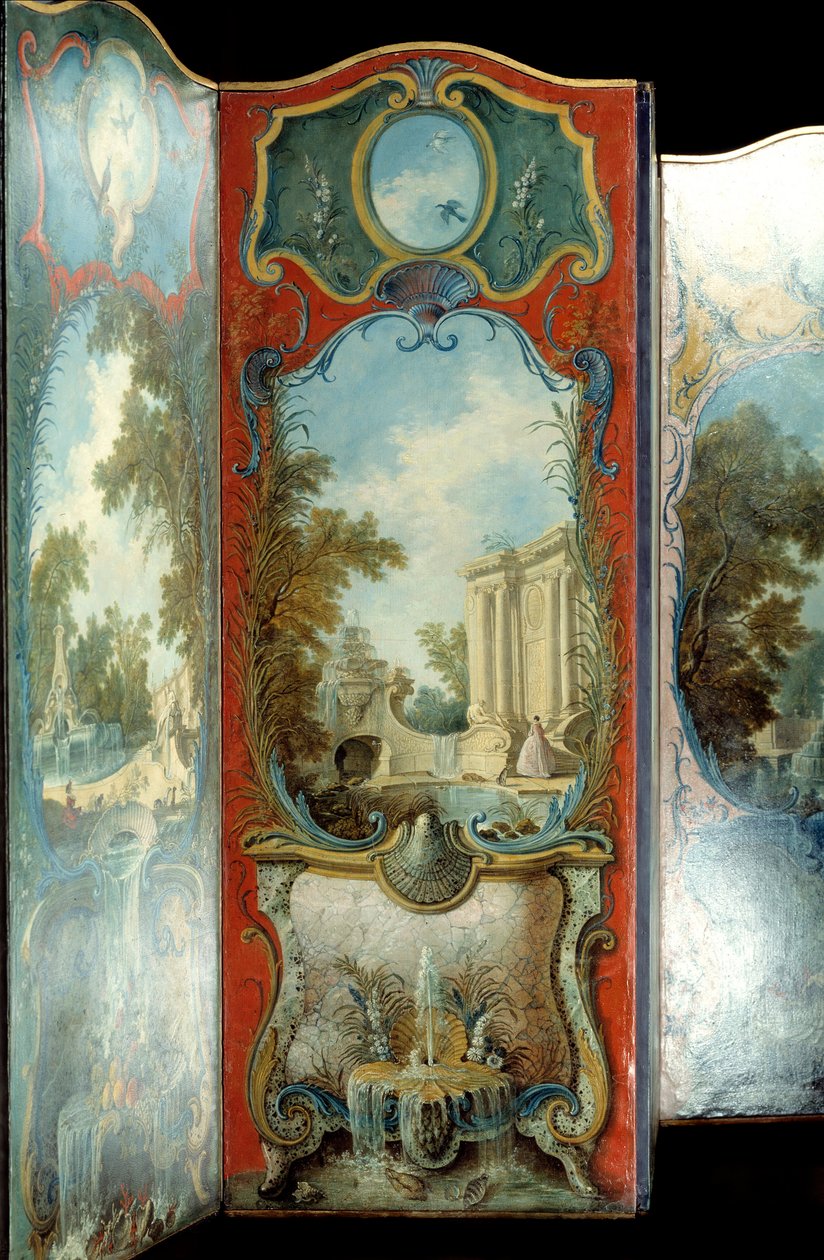Möbler: målarskärm på marouflpapper av Jacques de Lajoue (1686-1761) 1700-tal av Jacques de Lajoüe