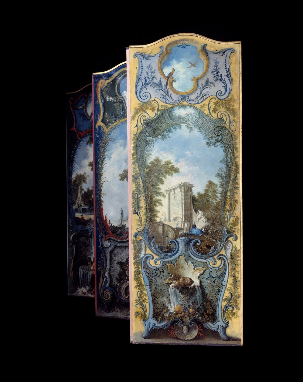 Möbler: målarskärm på marouflpapper av Jacques de Lajoue (1686-1761) 1700-tal av Jacques de Lajoüe