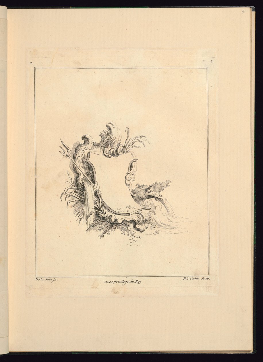Design för Cartouche Evoking the Sea av Jacques de Lajoüe