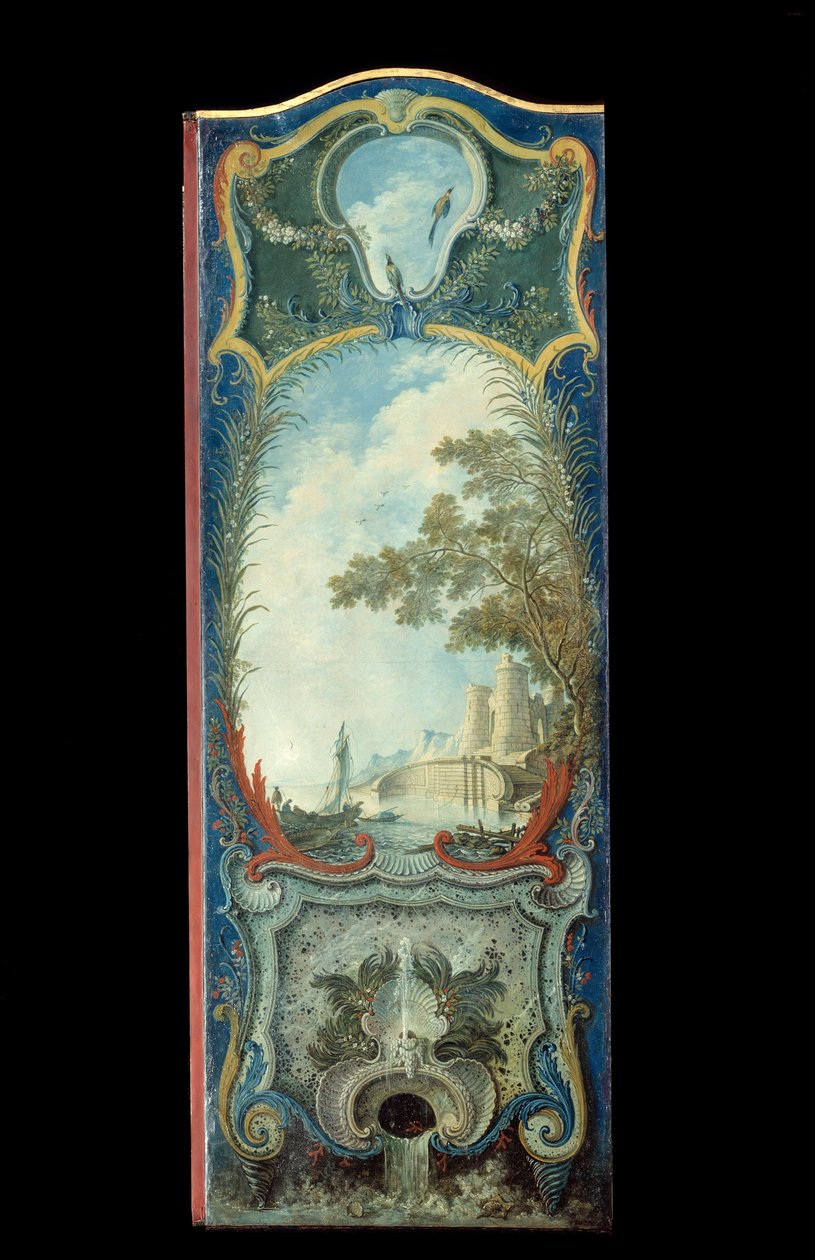 Möbler: målarskärm på marouflpapper av Jacques de Lajoue (1686-1761) 1700-tal av Jacques de Lajoüe