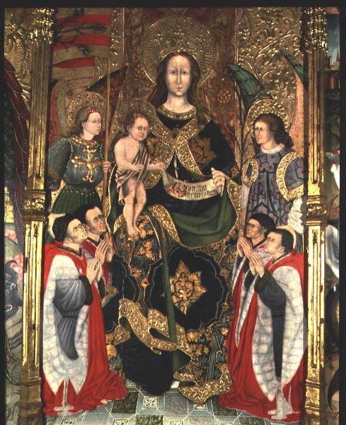 Madonna och barn, centralpanelen i Paeria-altartavlan tillägnad St. Michael av Jaime Ferrer II