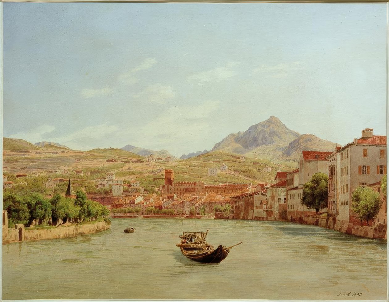 Trento från Adige-bron av Jakob Alt