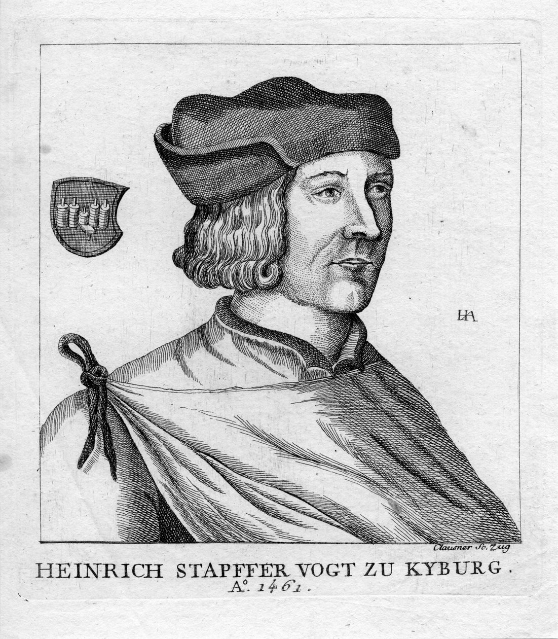 graverat porträtt av Jakob Joseph Clausner