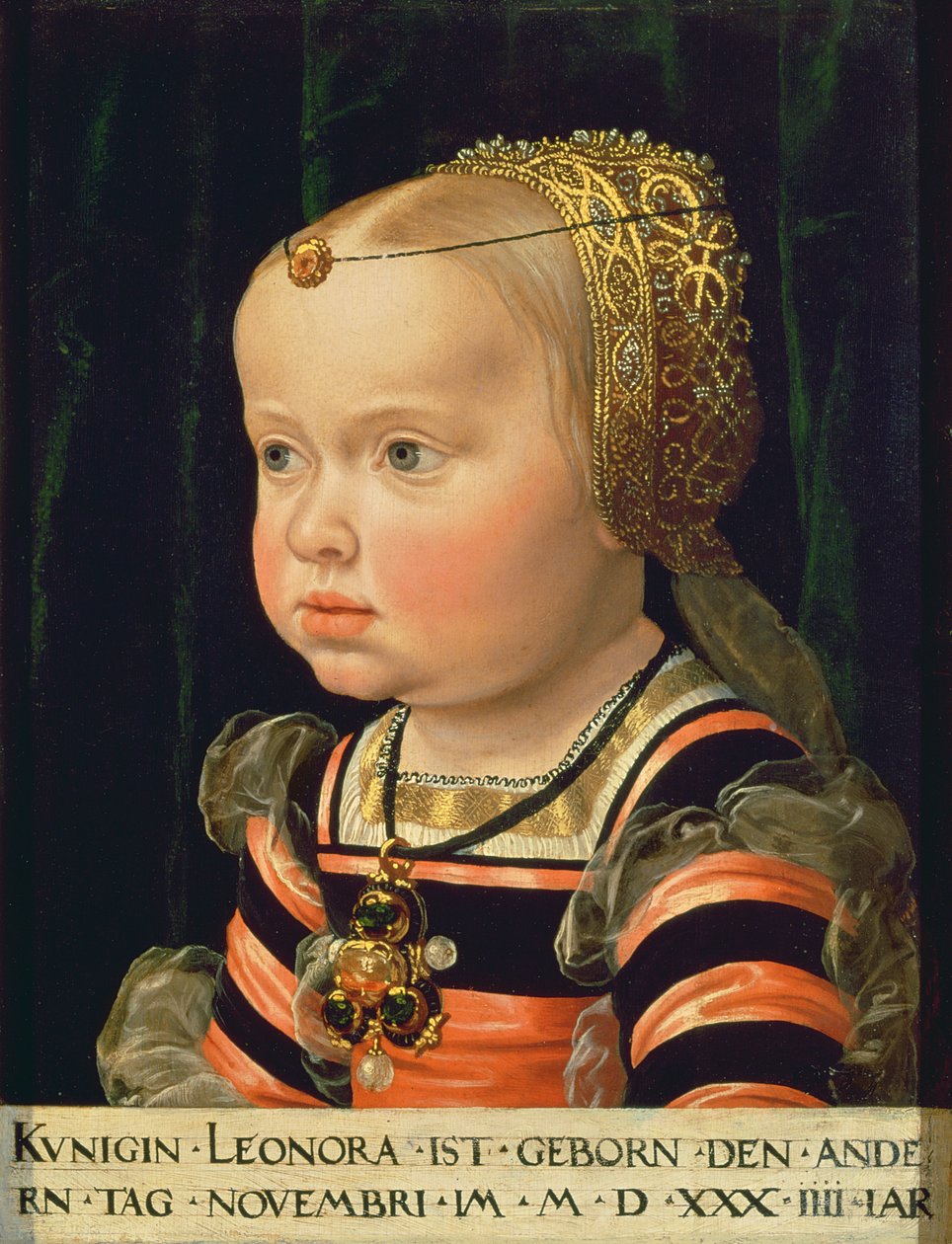 Ærkehertuginde Eleanor af Mantua (1534-94), to år gammel (panel)svensk av Jakob Seisenegger