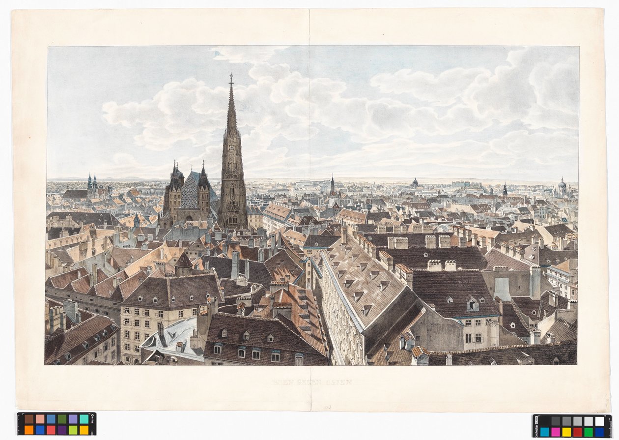 Panorama över Wien mot öster från Peterskyrkan av Jakob Alt