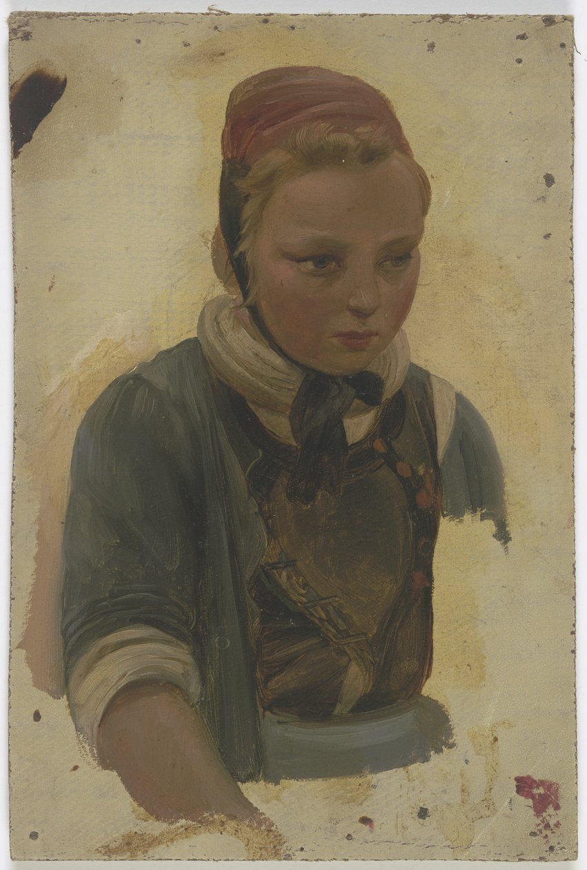 Bröstbild av en liten bondflicka av Jakob Becker