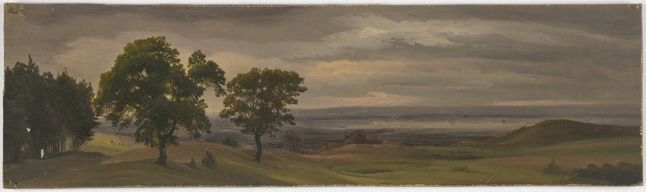 Kvällslandskap med äng av Jakob Becker