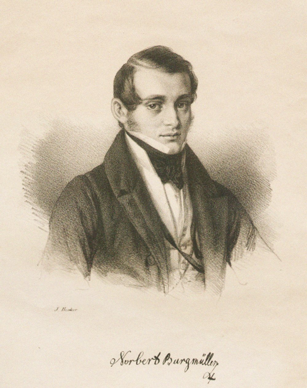 Porträtt av kompositören Norbert Burgmüller 1810-1836, 1836 av Jakob Becker