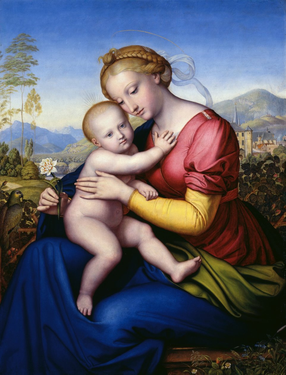 Madonna med barn och papegoja av Jakob Götzenberger