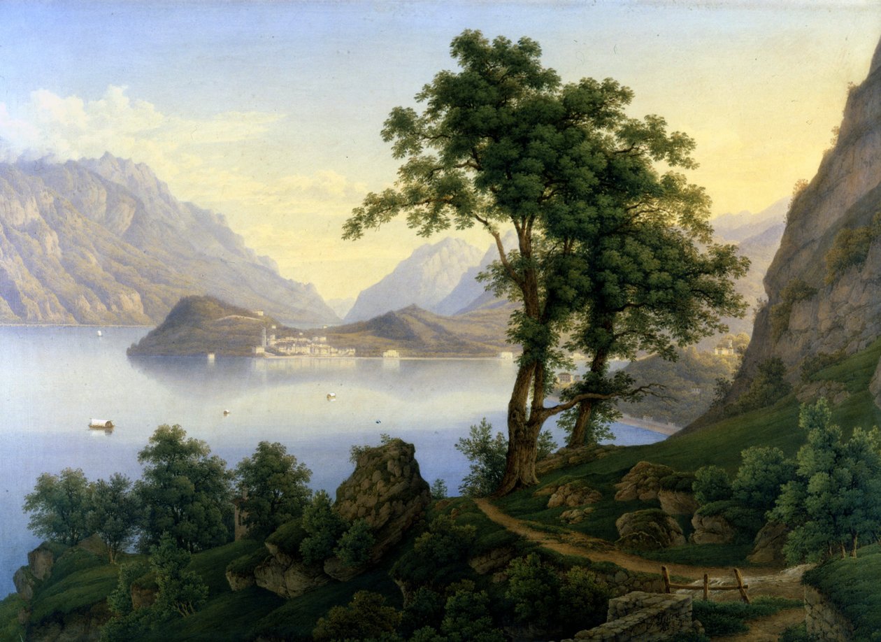 Utsikt över Bellagio vid Comosjön. 1800-talet. Målning av Jacob Suter. av Jakob Suter