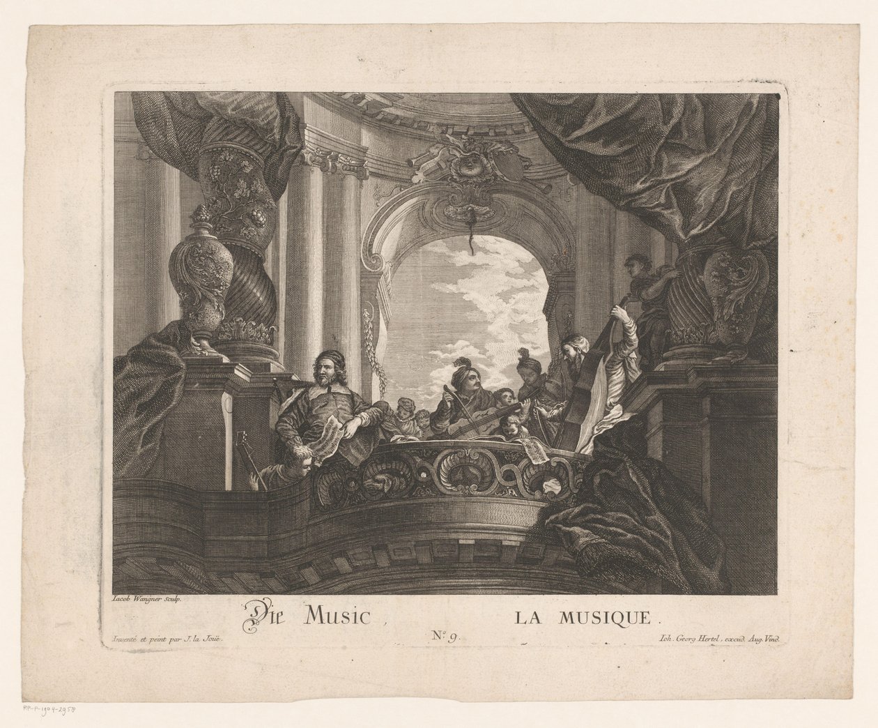 Allegori av musik Die Music / La musique (titel på objekt) Allegoriska representationer (serietitel) av Jakob Wangner