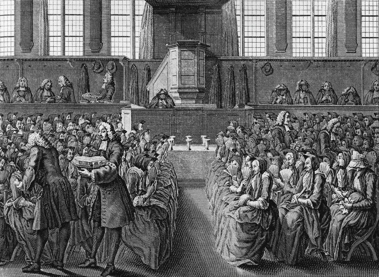 Döpares middag, gravyr av Jacobus van der Schley (1715-1779) från religiösa ceremonier och seder hos alla världens folk av Jakob van der Schley