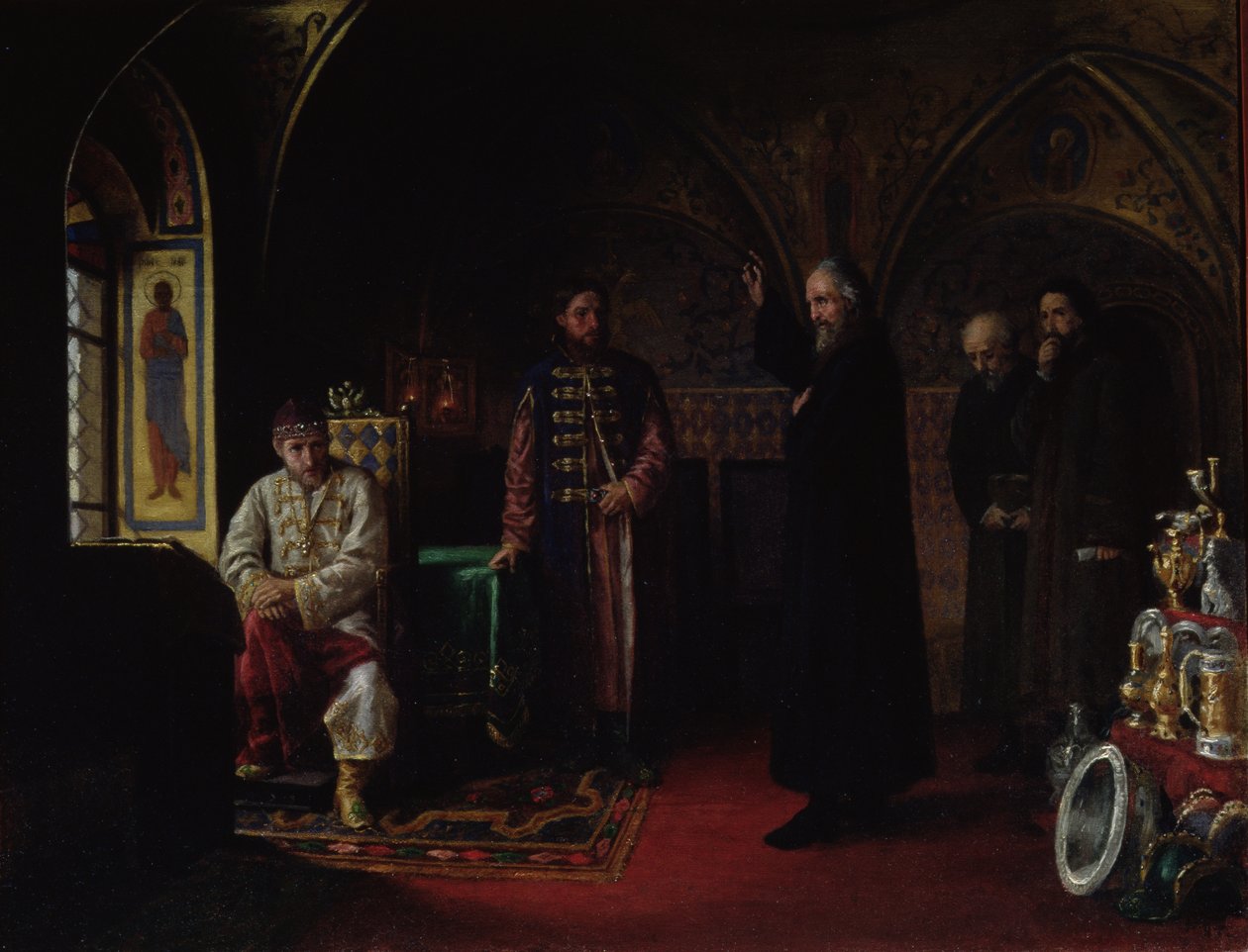 Metropoliten Filip av Moskva (1507-90) med tsar Ivan den förskräcklige (1530-84) av Jakov Prokopyevich Turlygin
