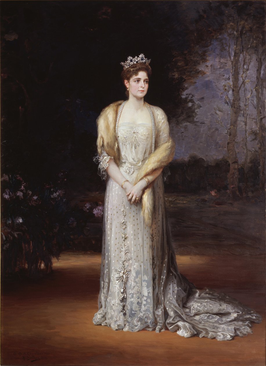 Porträtt av kejsarinnan Alexandra Fyodorovna av Ryssland 1872-1918, hustru till tsar Nicholas II, 1914 av Jakov Jakovlevich Veber