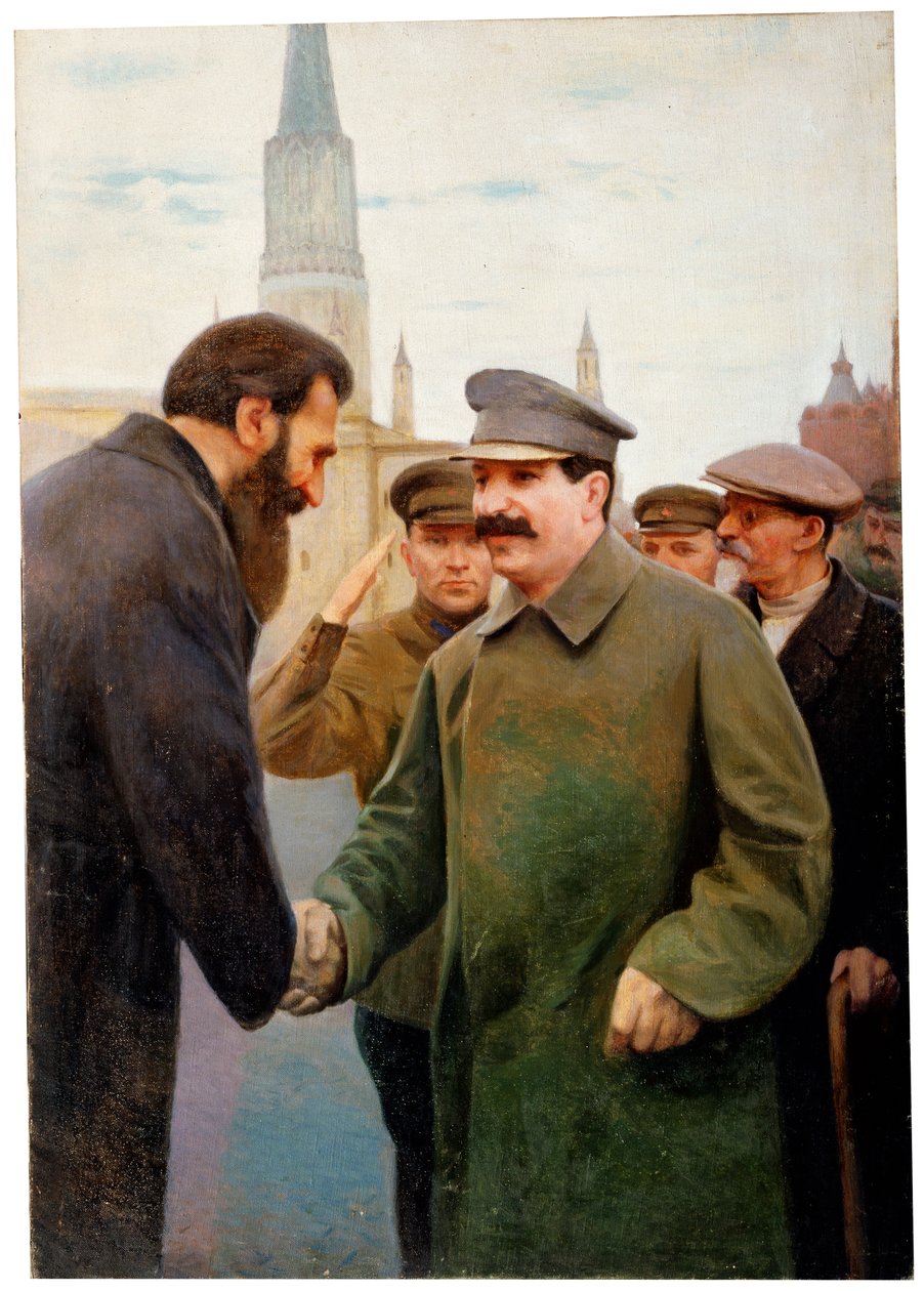 Josef Stalin och geofysikern Otto Y Schmidt, 1930-talet av Jakov Kalinichenko