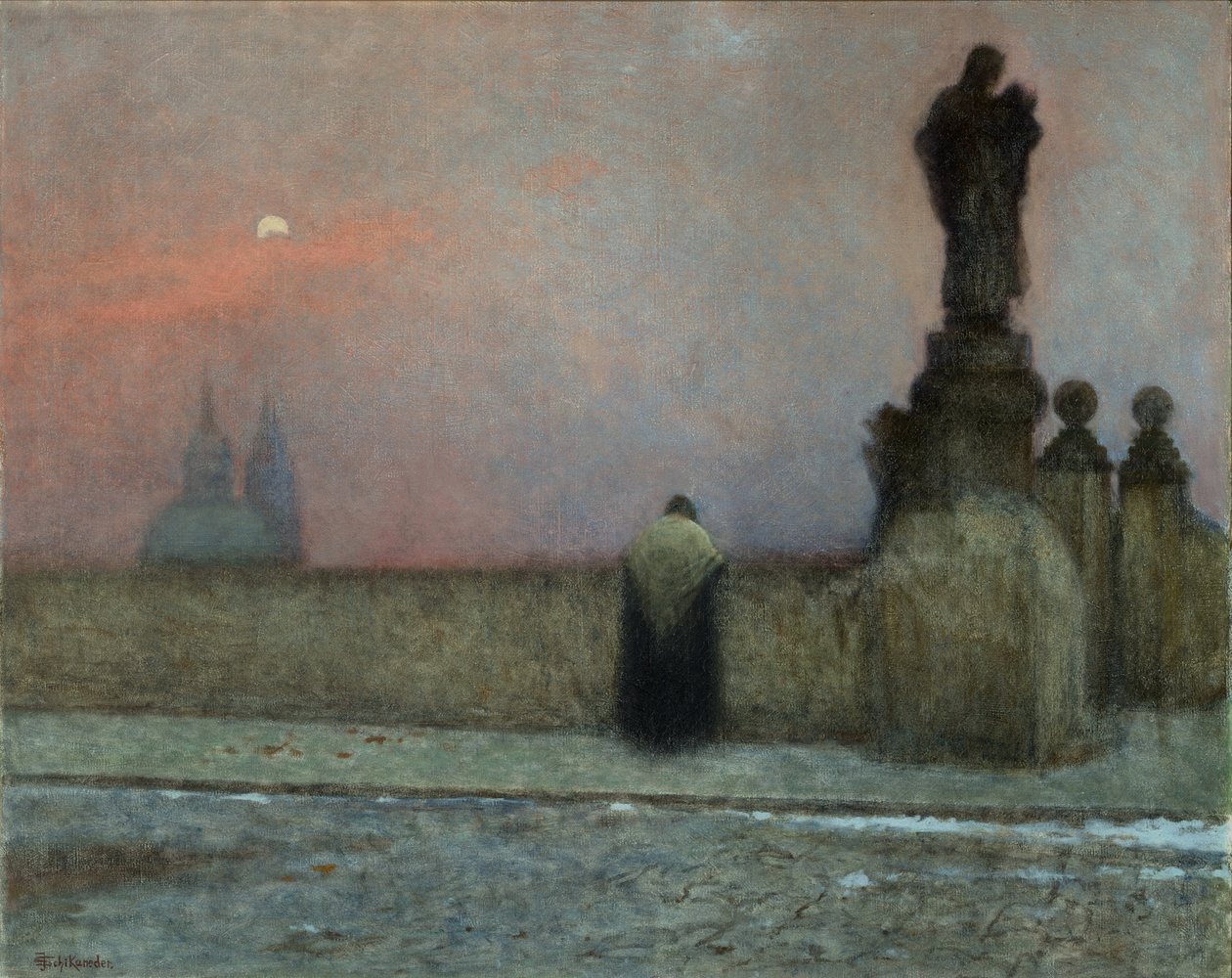 Debut de soiree i Hradcany (Prag, Tjeckien) - Tidig kväll i Hradcany - Jakub Schikaneder (1855-1924). Olja på duk av Jakub Schikaneder