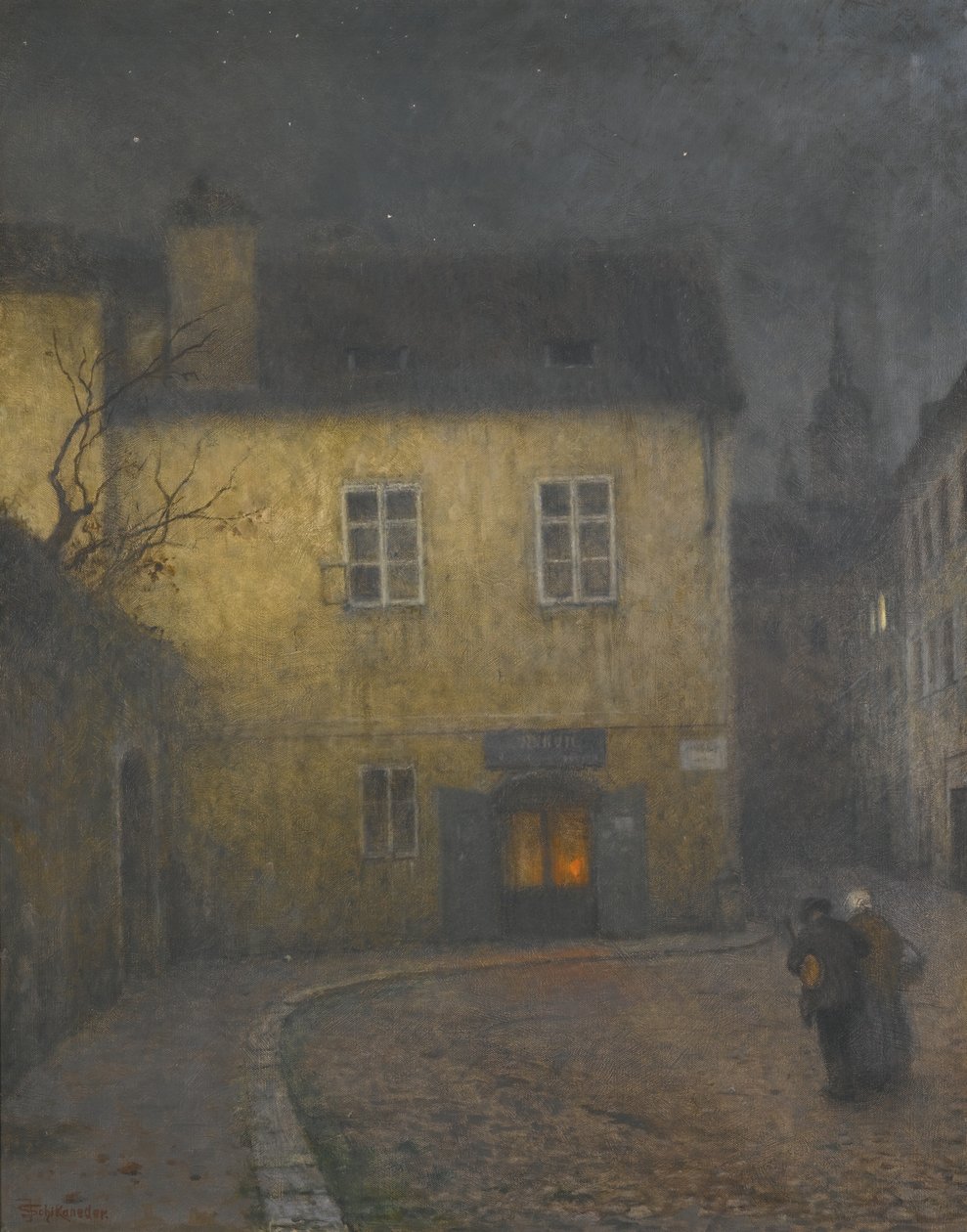 Ett gathörn i Prag, ca. 1900 av Jakub Schikaneder