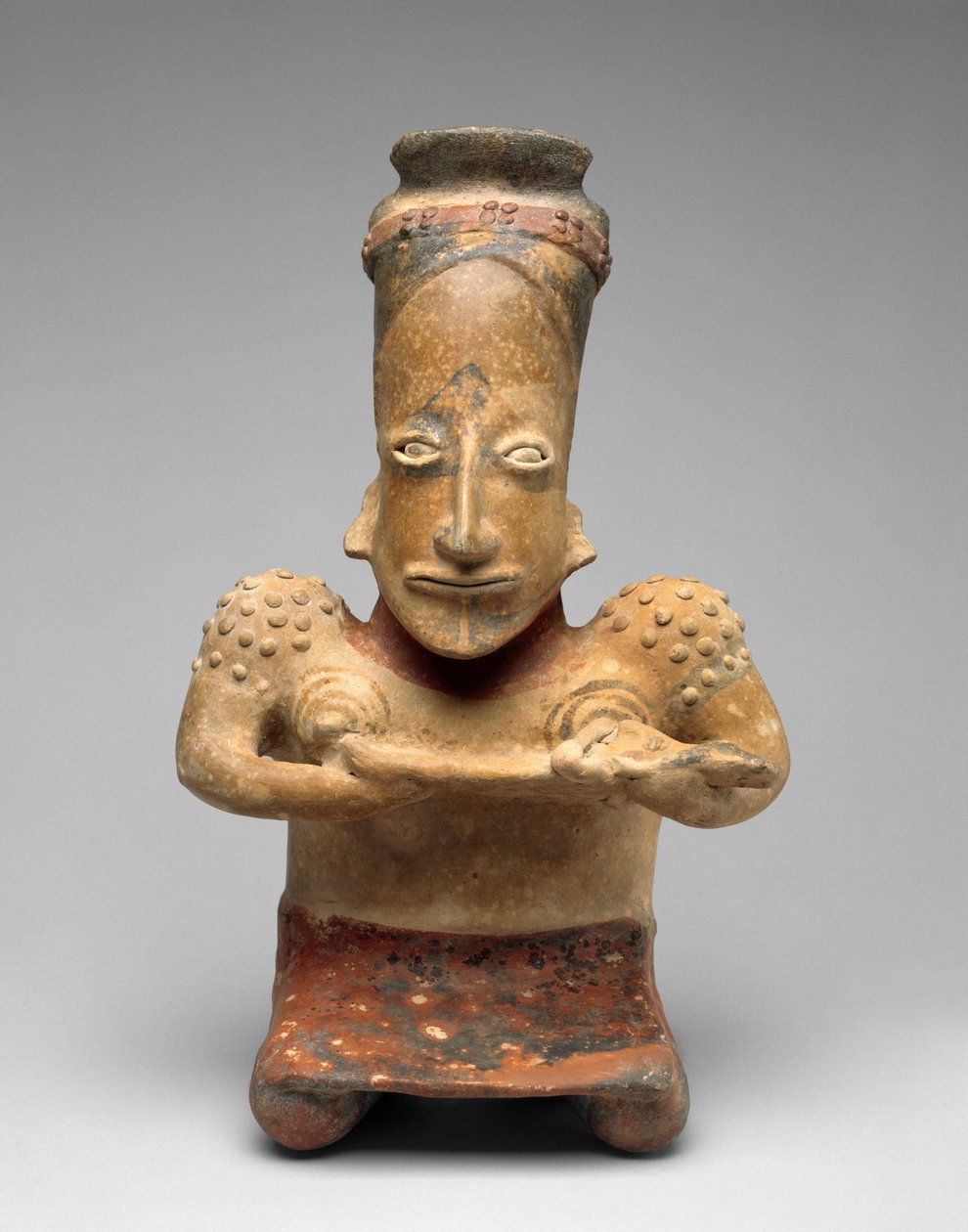 Knästående kvinna som ammar en baby, Proto-Classic, 100 BC-AD 300 (lergods med polykrom slipmålning) av Jalisco