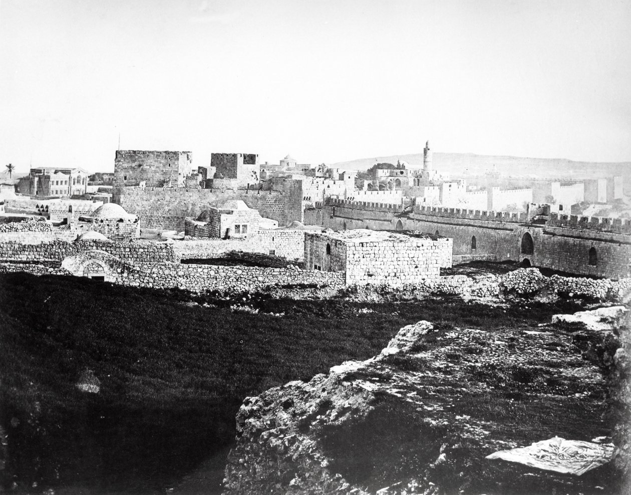Christkyrkan och Jaffaporten, Jerusalem, 1857 av Felice Beato