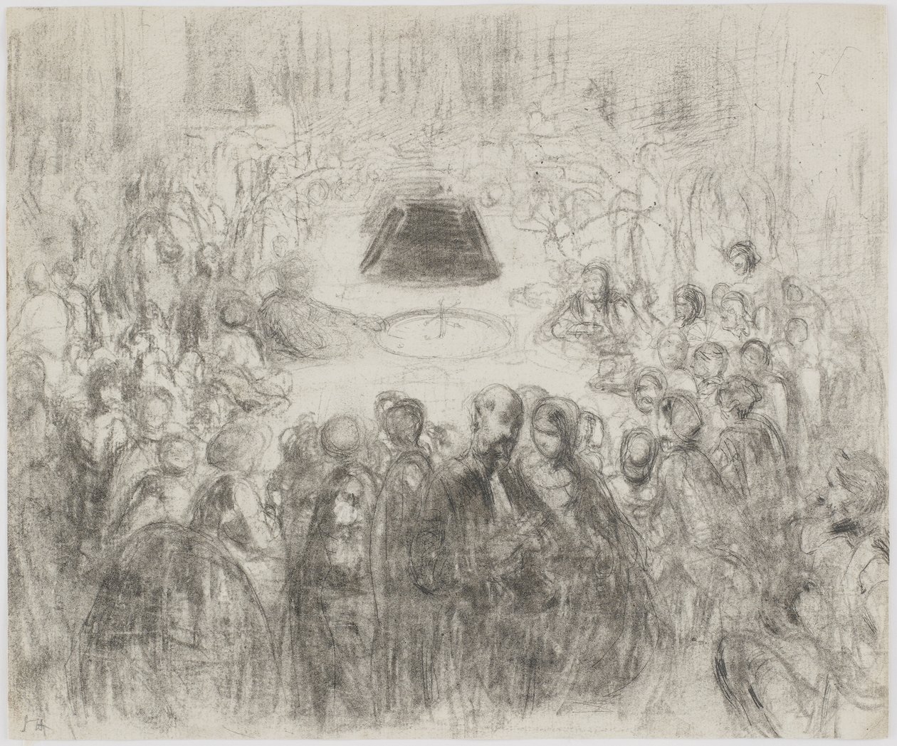 Ett spelrum i Baden-Baden, 1858 (penna och kol på vitt papper) av James Abbott McNeill Whistler