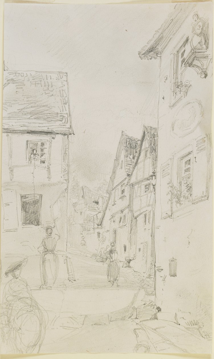 En gatuscen, 1858 (blyerts på vitt papper) av James Abbott McNeill Whistler