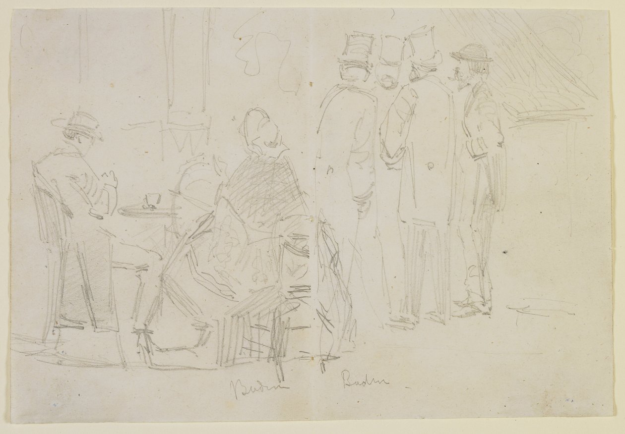 Baden-Baden, 1858 (penna på benvitt vävt papper) av James Abbott McNeill Whistler