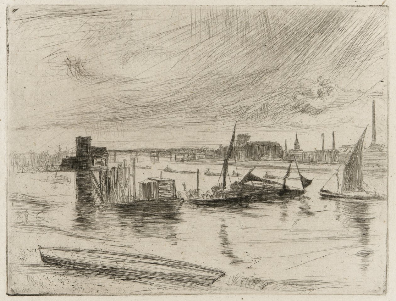 Early Morning, Battersea, 1861 (torrnål på papper) av James Abbott McNeill Whistler