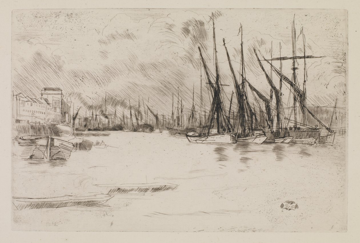 Från Pickle-Sill Stairs, ca 1878 (etsning och torrnål på papper) av James Abbott McNeill Whistler