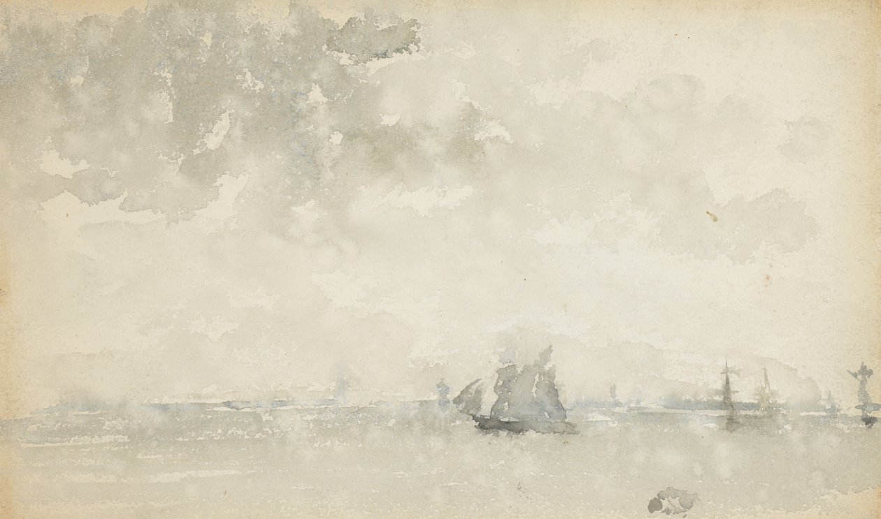 Grått och silver - Nordsjön, ca 1884 (wc på vävt papper) av James Abbott McNeill Whistler