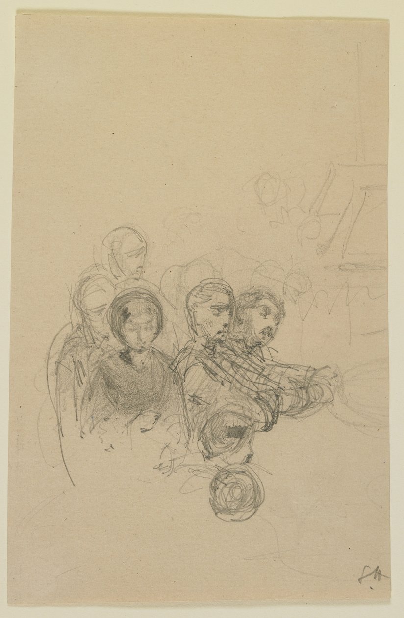 Grupp av resenärer, 1858 (blyerts på off-white papper) av James Abbott McNeill Whistler