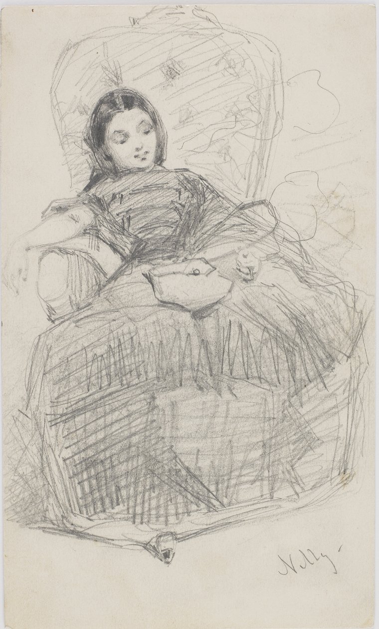 Nelly (Helen Ionides) 1866-69 (penna på vitt papper) av James Abbott McNeill Whistler