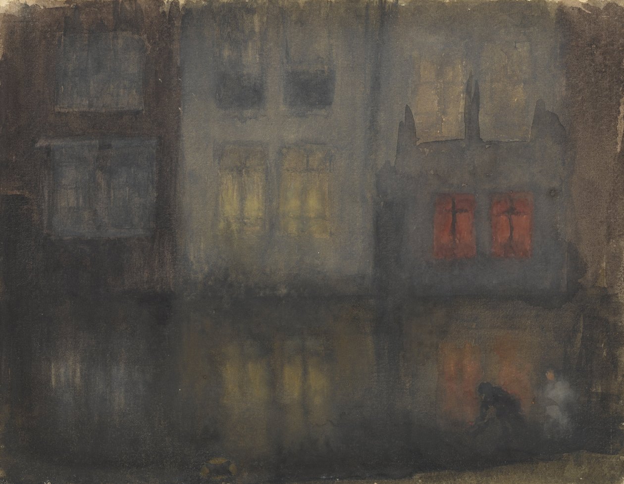 Nocturne- Black and Red — Back Canal, Holland av James Abbott McNeill Whistler