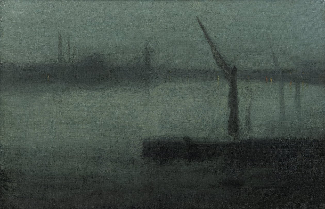 Nocturne- Blått och Silver — Battersea Reach av James Abbott McNeill Whistler
