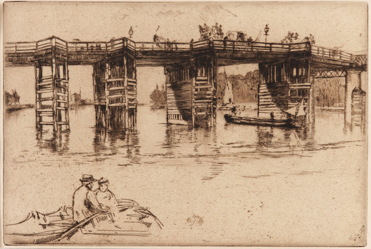 Old Putney Bridge, 1879 (tusi i luga o pepa)swed av James Abbott McNeill Whistler
