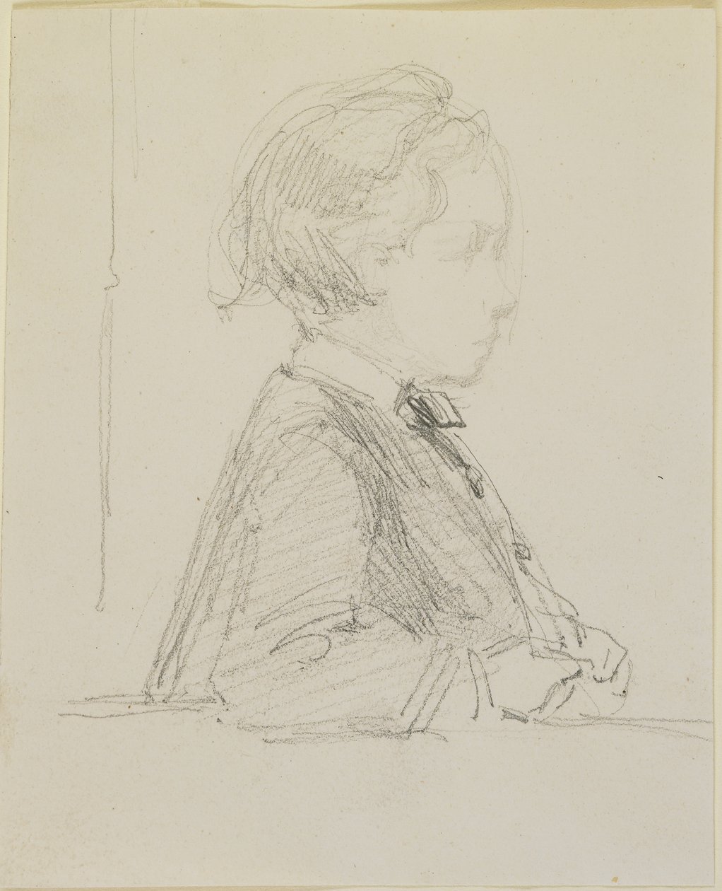Profilskiss av ett barn, 1858 (penna på benvitt vävt papper) av James Abbott McNeill Whistler