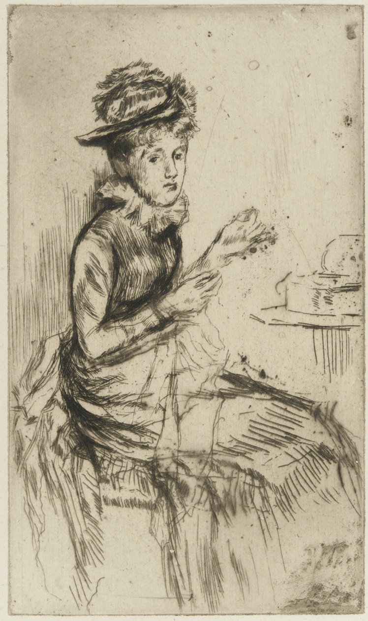 Tatting (möjligen Lizzie Dawson) c.1873 (torrnål på papper) av James Abbott McNeill Whistler